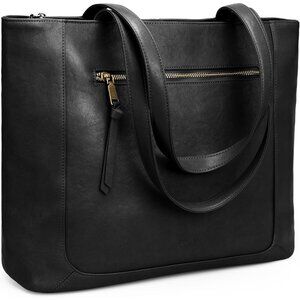 Stylish Leather Tote with Padded Laptop Compartment - Perfect for Work & Travel